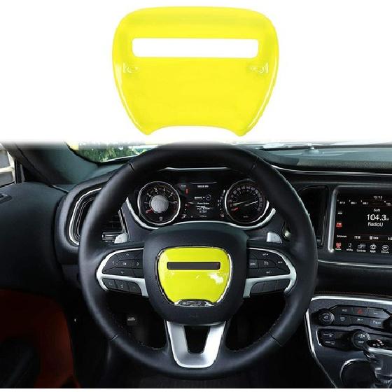 Car Steering Wheel Center Trim Cover for Dodge Challenger & Charger 2015+ Yellow