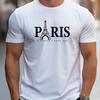 Summer Loose Size PARIS Letter Print T-shirt Casual and Comfortable Round Neck Short Sleeve T-shirt Men's Cotton Short Sleeve