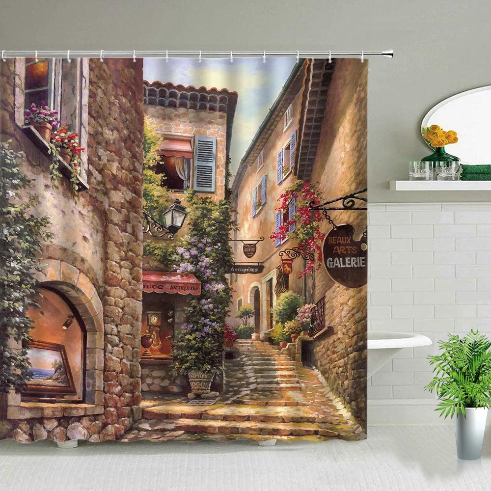 Sunflower Flower Wood Grain Plant Scenery Bathroom Shower Curtain Cactus Butterfly Bee Floral Landscape Bath Curtains With Hooks