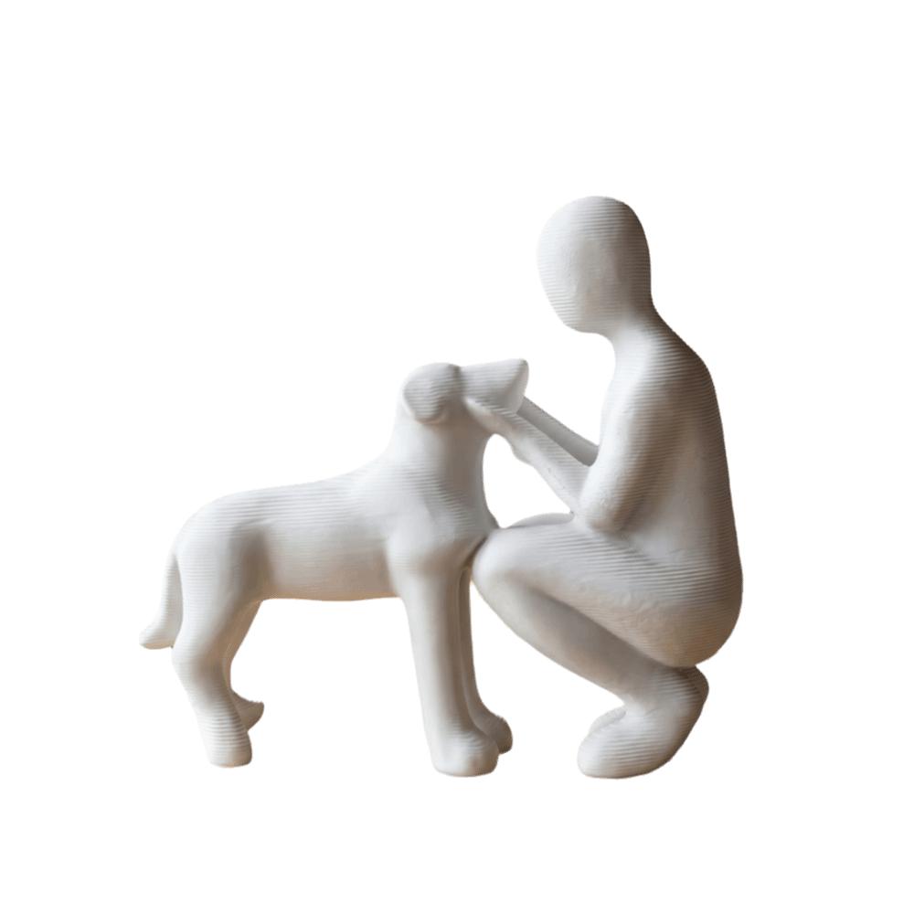 3D Printed Girl And Dog Statues Sculpture Canine Statues Crafts Cute Dog Figurine Pet Lovers Funny Desktop Ornaments Home Decor