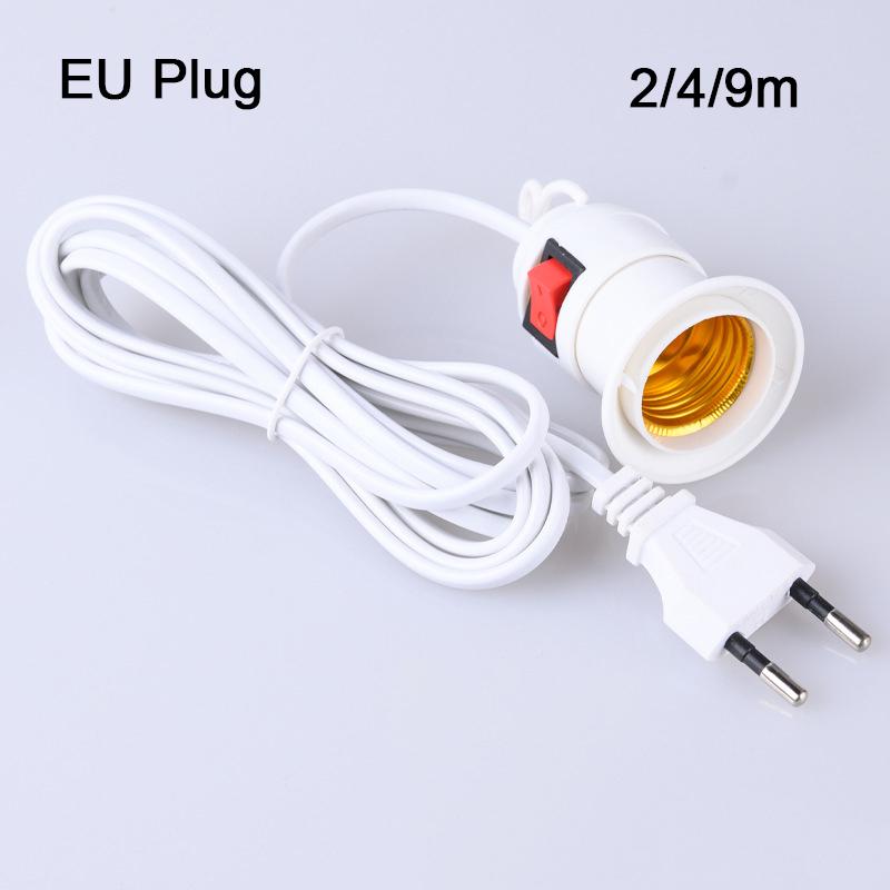 

E27 Hanging Indoor Plants Light Holder Garden Tent LED Bulb Lampholder 2/4/9m Cable EU US Plug with On/Off Switch Lamp Base 2m
