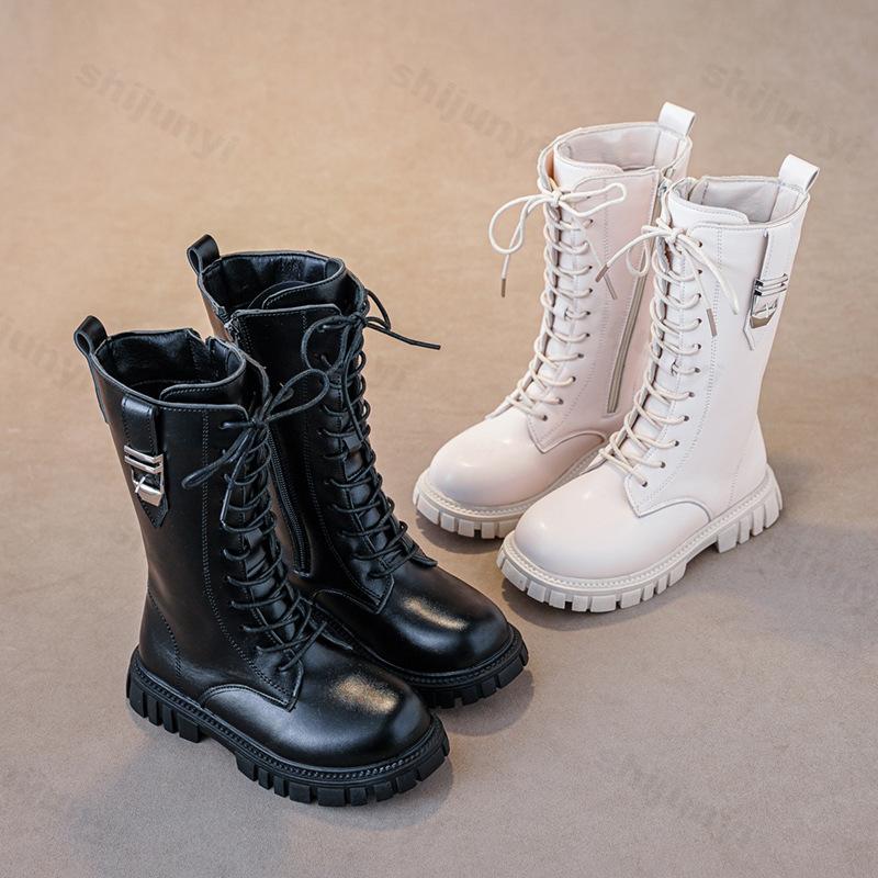 Children Knee Length Boots New 2025 Autumn British Girls Princess Boots Kids Zipper Comfortable Non Slip Buckle Long Boots