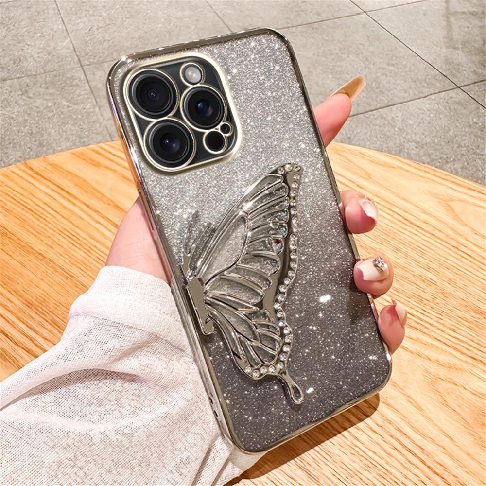 Quicksand Butterfly Glitter Plating Phone Cases For Samsung Galaxy A12 A13 A23 A33 A53 A73 A32 A52S A52 A72 Soft Silicone Cover