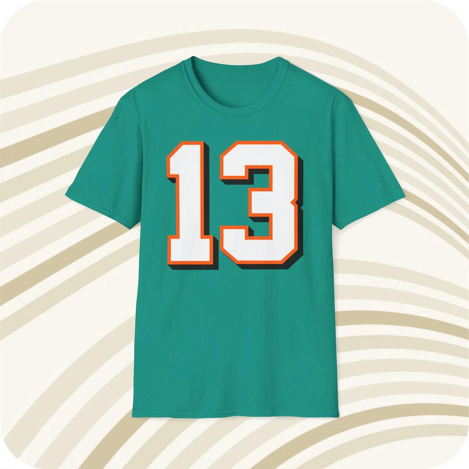 

Throwbackmax Dan Marino #13 Miami Dolphins Jersey T shirt - Front & Back Print 4XL