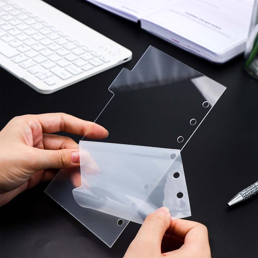 A5A7A7 6Pcs Transparent Acrylic Index Divider Page Loose leaf Index Page Replacement Core Ultra Transparent 6 Ear Divider