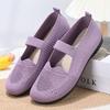 Womens Comfortable Flat Slip-On Shoes Senior Ladies Breathable Mesh Upper Non-Slip Rubber Sole