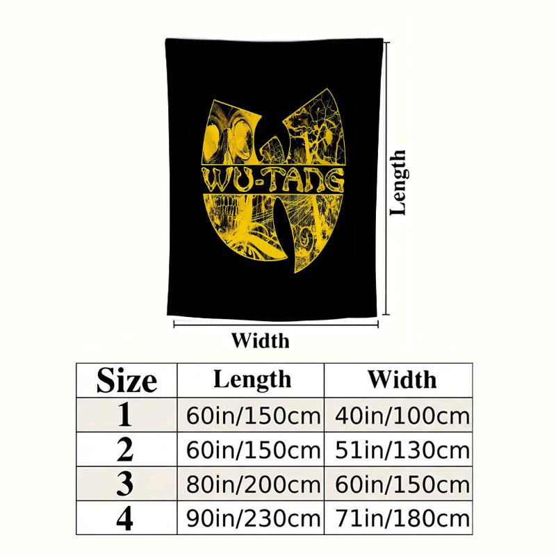 Tenture murale du clan Wutang Accrochage mural esthétique Couverture en tissu imprimé Tapisseries décoratives Pour chambre à coucher Salon Décoration de la maison