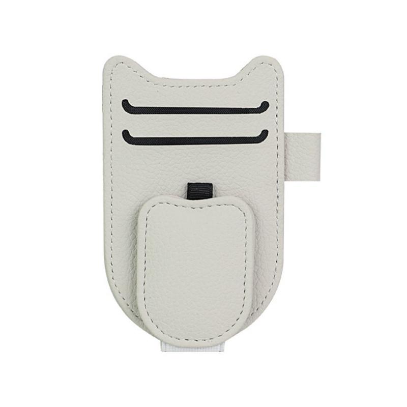Magnetic Sunglasses Holder Car Sun Visor Eyeglasses Clip Multi-Functional PU Ticket Card Clip Vehicle Accessory