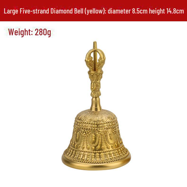 "Brass Hand Rattle with Five Bells for Home or Shop Use"