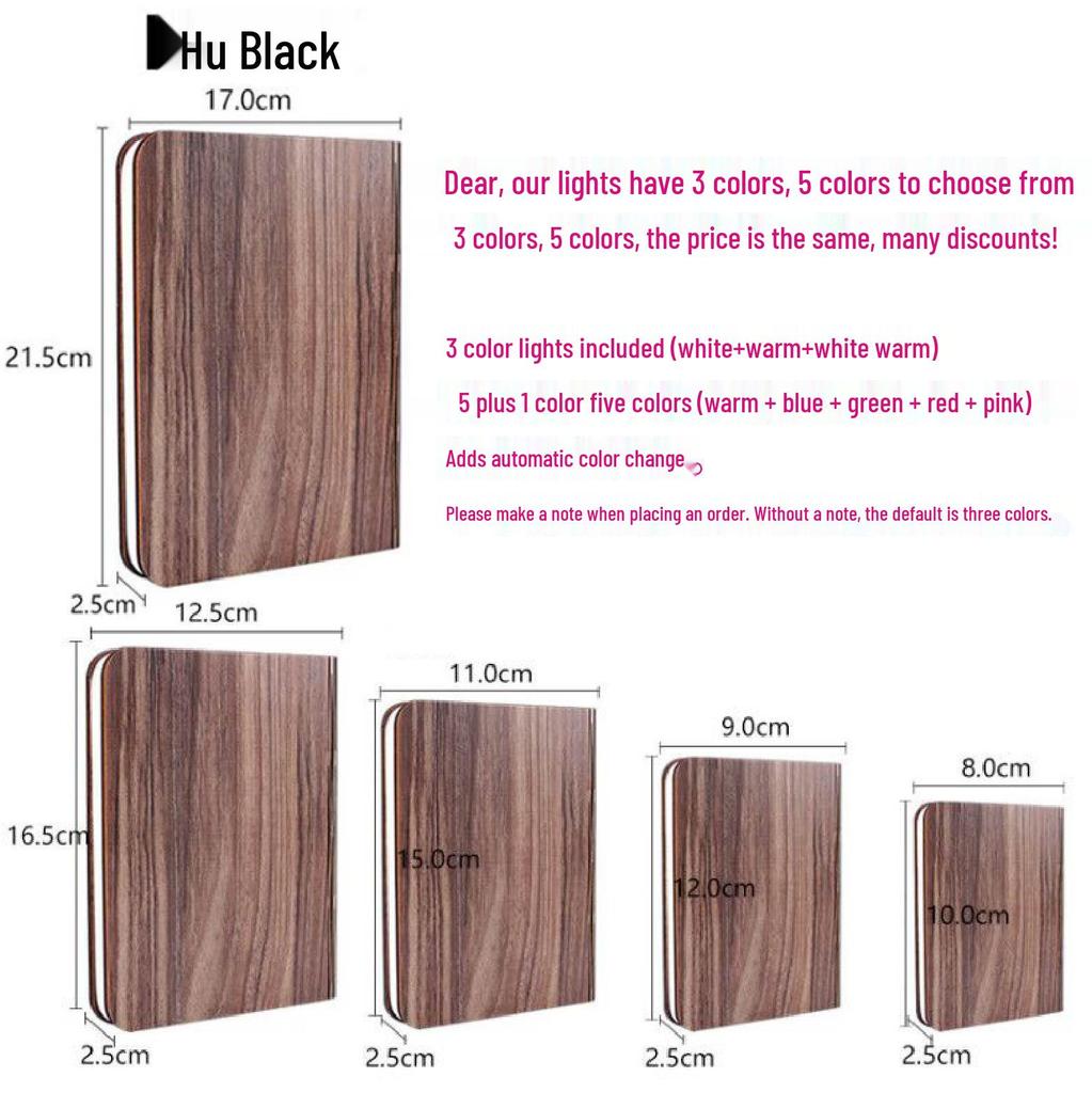Engraved LED Wooden Book Lamp with Eye-Protecting Bluetooth Night Light