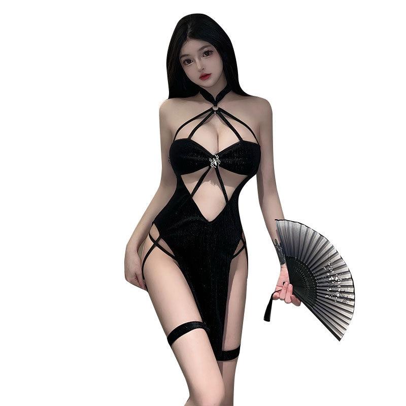 Fun Underwear, Fun Hanging Neck, Hollowed Out Slit Skirt, Backless, Hot Temptation, Sexy Royal Sister
