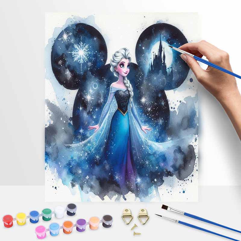 Disney DIY Oil Painting Kits Elsa Frozen Silhouette Hand Painting Home Decor Craft Gift Ideas Wall Art Masterpiece Canvas Projects