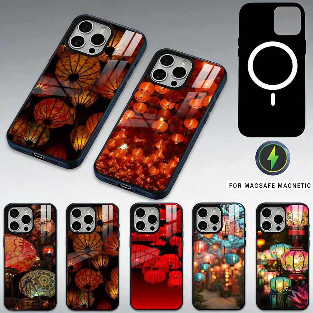 Chinese red lantern Phone Case For iPhone17,16,15,14,13,12,11 Plus,Pro Max Magnetic For Magsafe Wireless Charging