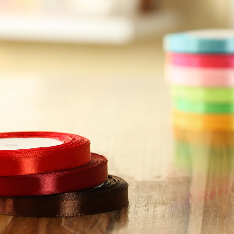 25 Yards Colorful 1cm Satin Ribbon Gift Packing Cake Box Wedding Party Festival Decorative