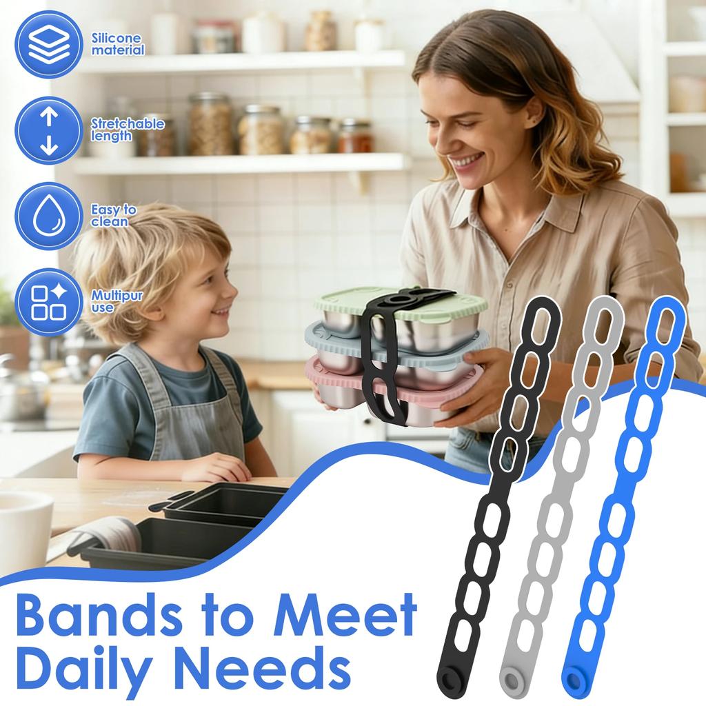 6Pcs Pot Universal Fixing Strap 21.65 Inch Crock Pot Lid Holder Supplies Silicone Straps Suitable for Storing Curtains Yoga Mats