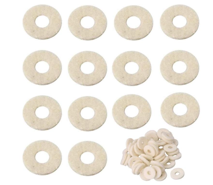10-Piece White Felt Pad Set for Small Trombone/Trumpet - Black Keys, Universal Instrument Accessory