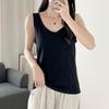 Bamboo Cotton Women's U-Neck Tank Top: 2024 Loose-Fit, Underarm Coverage, Pure Cotton Summer Wear