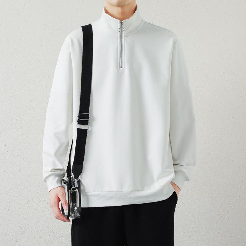Men's Sweatshirt Autumn New Loose Long-sleeved POLO Korean Style Trendy Sports and Leisure Stand-up Collar Pullover Bottoming Shirt
