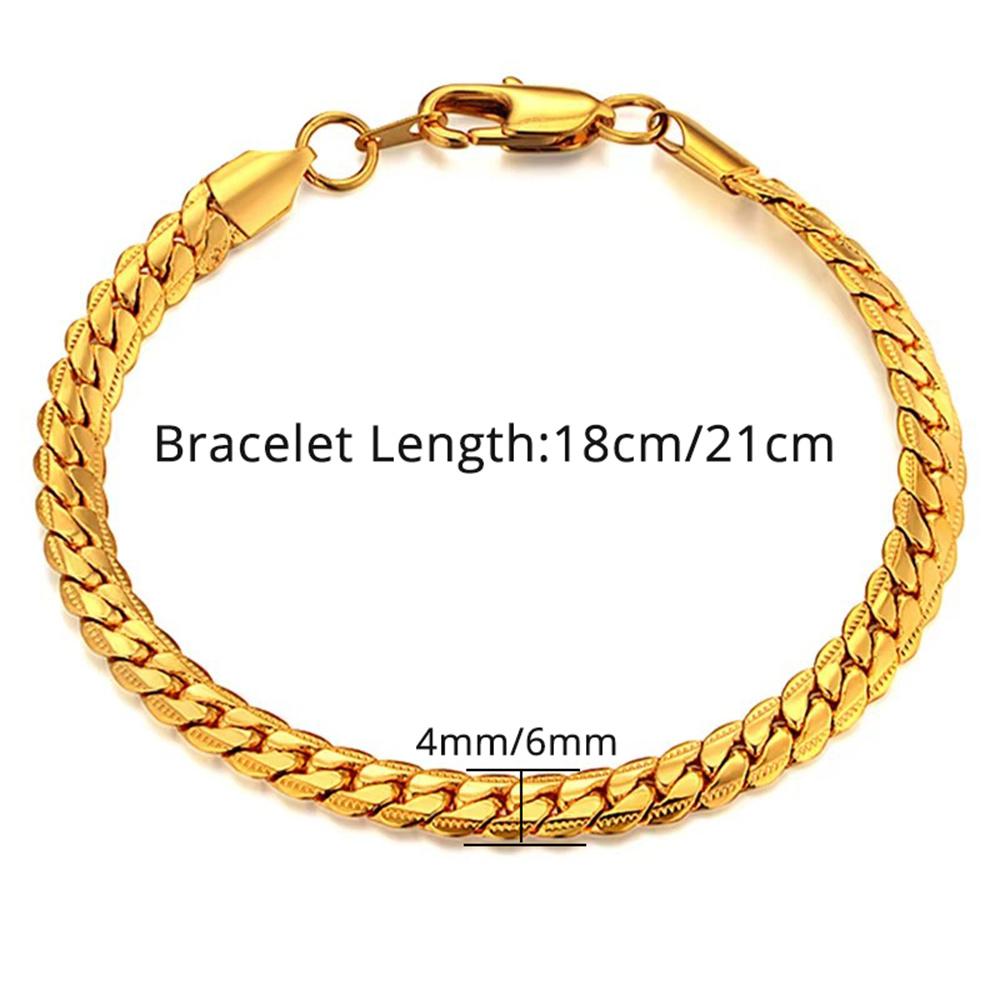 Punk 4/6mm Flat Snake Chain Link Bracelet Gold Color Stainless Steel Hand Chain Bracelet for Women Men Fashion Jewelry Gift 2025