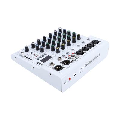 Mixer Audio a 6 Canali DJ Controller con Lettore MP3 Alimentazione 48V Amplificatore per Chitarra Integrato Console Mixer Portatile per Registrazione Studio Live Str