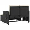 Vidaxl Folding Garden Bench With Cushions, Black, Poly Rattan