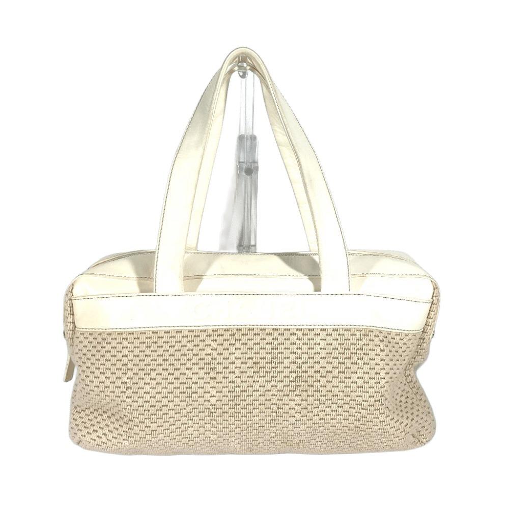 CHANEL CC CC Mark logo Tote Bag Shoulder Bag Hand Bag Leather/Canvas Beige/White