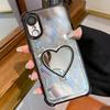 Heart-shaped Mirror Electroplated TPU + Acrylic Phone Case with Holder
