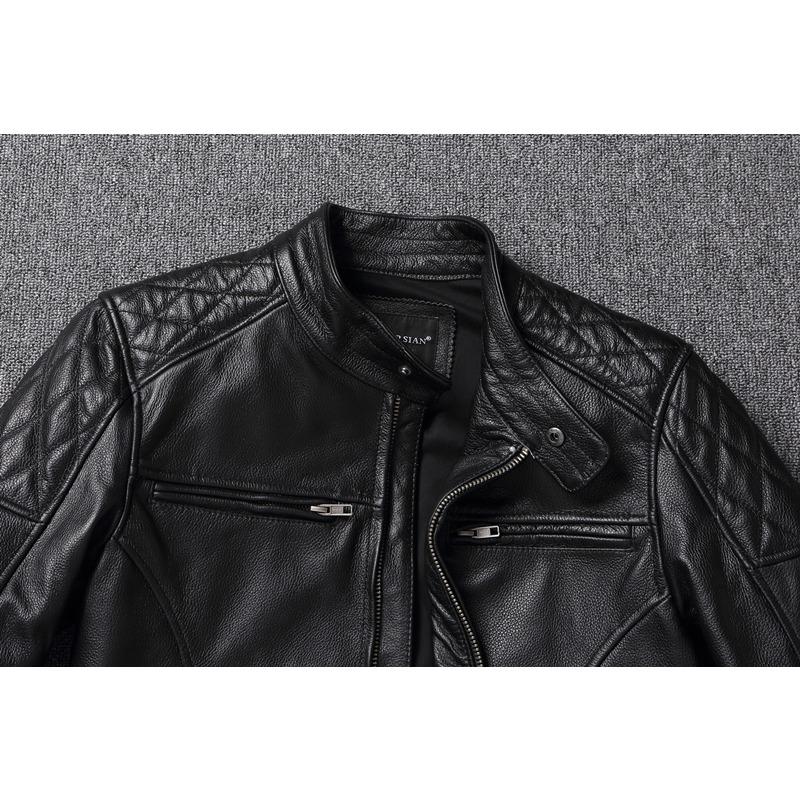 Chinese Size Men Leather Jacket Genine Cowhide Leather Motorcycle Style Cow Jackets for Men Autumn