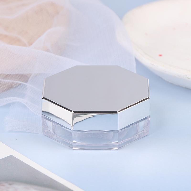 Octagonal Loose Powder Compact Container Empty Portable Plastic Diy Makeup Powder Case With Puff 10G Travel Size Jar Sifter