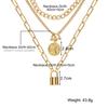 Ronde hanger kettingcombinatie 4-delige set Cadeau-sieraden Elegant Retro Temperament Dames Truiketting