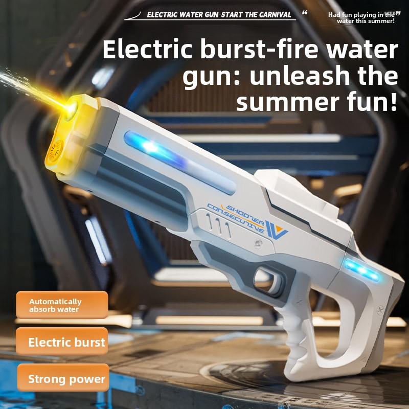 Pulse Electric Burst Water Gun Songkran Festival Toy Automatic Water Suction Powerful Spray High-Pressure for Boys Plastic