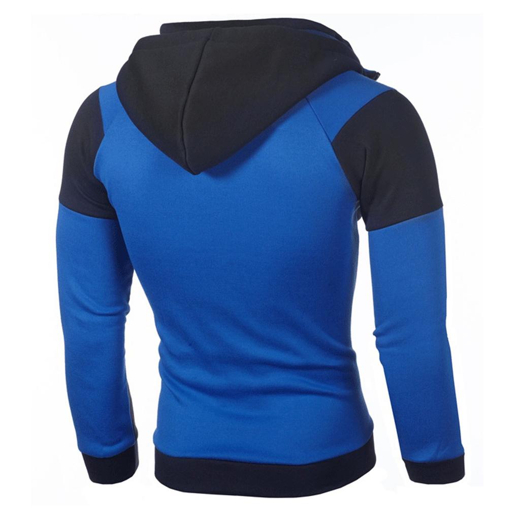 Hanorac Sport Bărbați Fals Două Piese Mânecă Lungă Fermoar Jachetă cu Glugă Paltoane