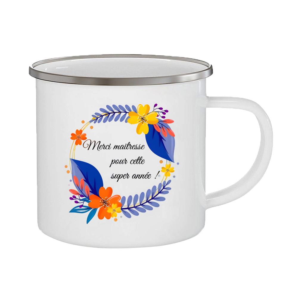 Merci Maîtresse Printed Mugs Coffee Cups Drinks Water Milk Cup Enamel Mug Gifts Idea for Teacher End of School Year Gift
