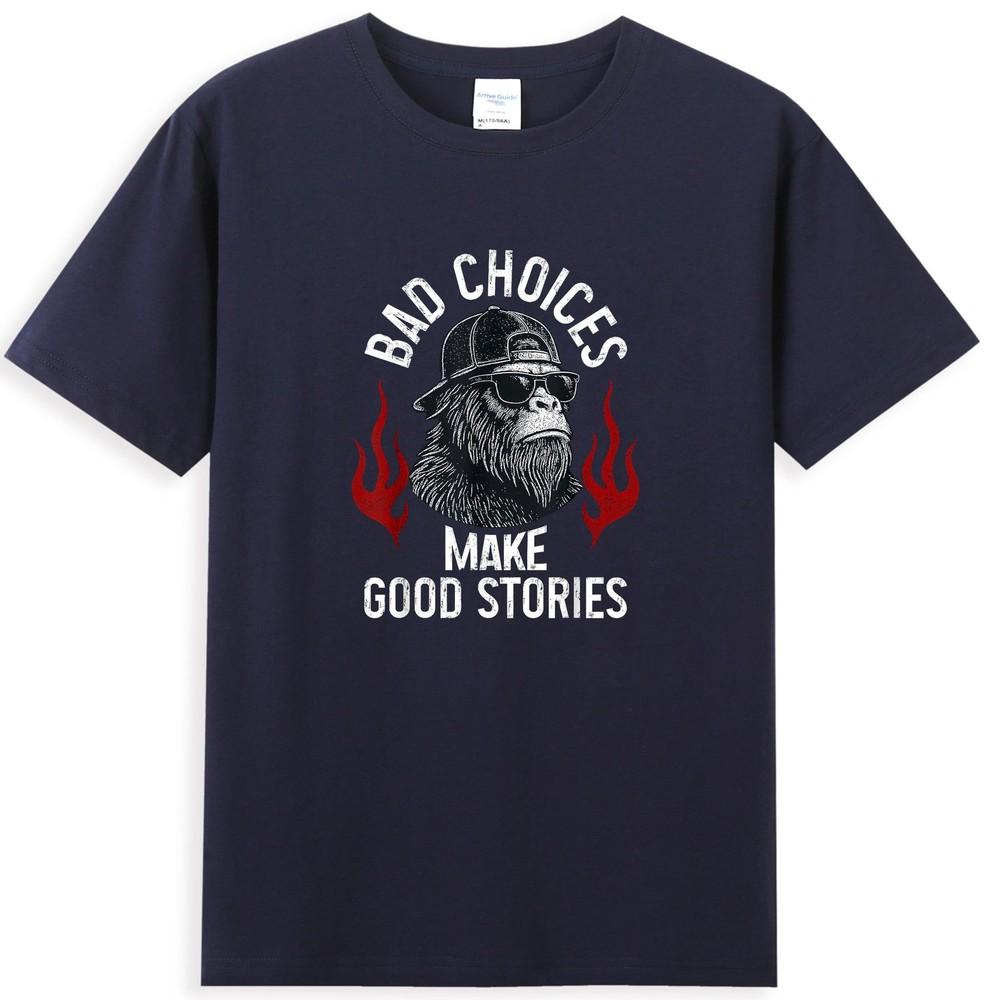Sasquatch Bad Choices Make Good Stories Retro Unisexs TShirt S
