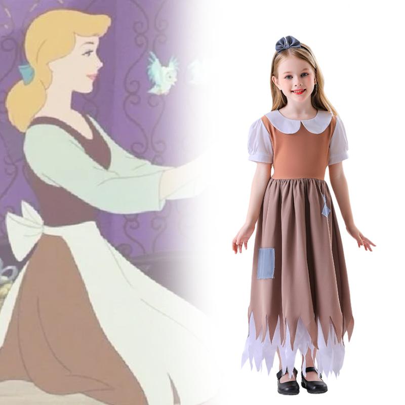 Enchanting Girls Costume Dress Featuring Cinderella And Snow White Cosplay Style For Halloween And Festivals