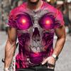 Men's Halloween Sports T-shirt 3D Neutral Skull Print Round Neck Short Sleeved Casual, Comfortable and Fashionable Top