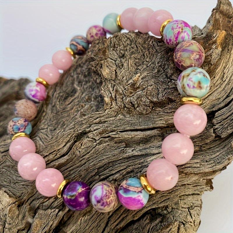 Attract Love Bracelet Women's Colorful Imperial Jasper and Rose Quartz Beaded Bracelets