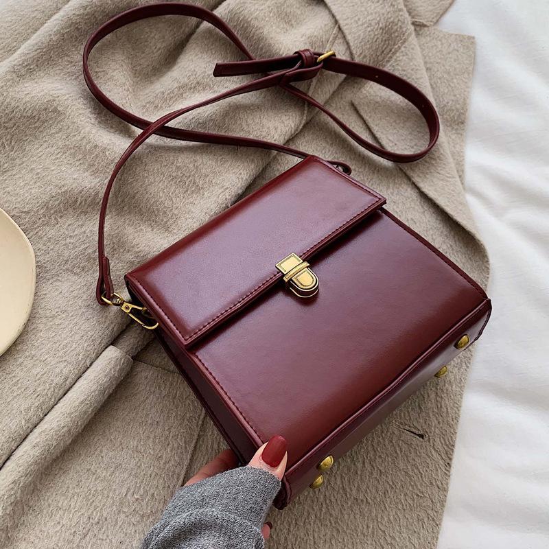 

Pure Color Square Satchel Women s Shoulder Bag New Vintage Mini Square Bag Ladies Designer Crossbody Purses Texture Bolsa Femme 17.5x10x18.5cm