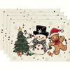 4pcs Set Winter Snowman Christmas Tree Gingerbread Gift Pattern Merry Christmas Placemats Seasonal Daily Holiday Decorations