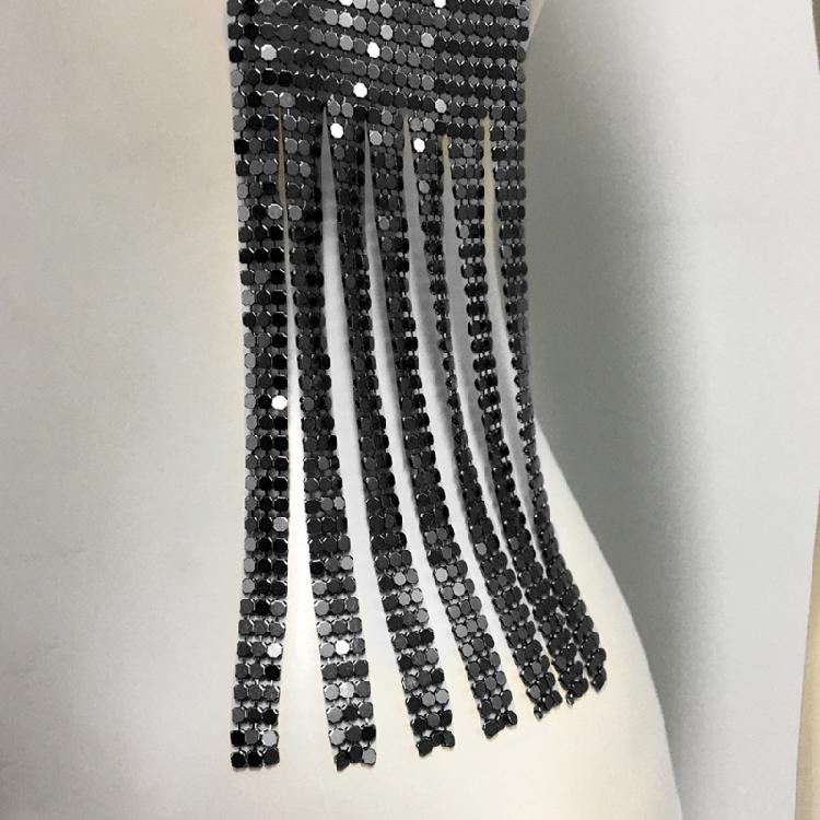 Full Sequins Choker Wide Long Collars Neck Tie Scarf Party Evening Costume