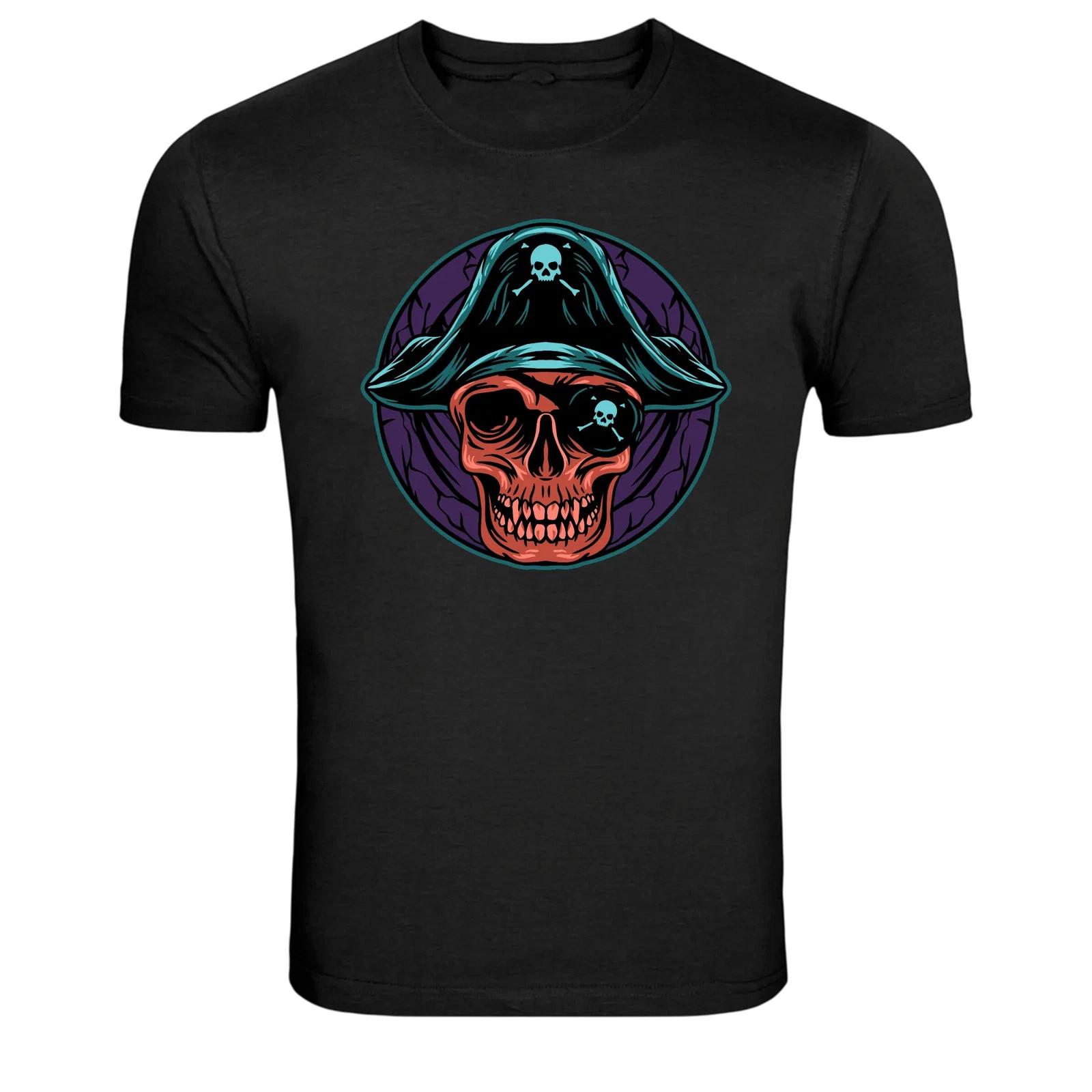 Pirate Skull Captain Eyepatch Jolly Roger Graphic T-Shirt XL
