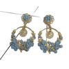 Retro Pastoral Large Hoop Earrings with Ceramic Flowers for Women