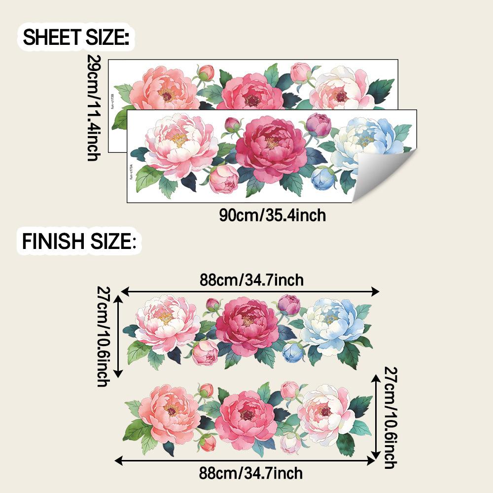 

Акварельная Пионовидная Цветок Ванная Комната и Туалет Раковина Декоративная Наклейка