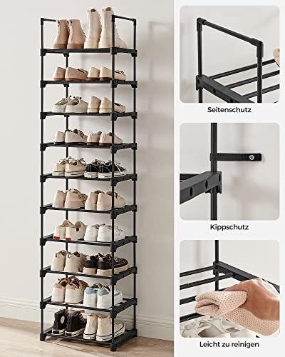 Shoe Rack, 10 Tier Metal Shoe Organizer, Customizable Design, Metal Frame, Space Saving Rack