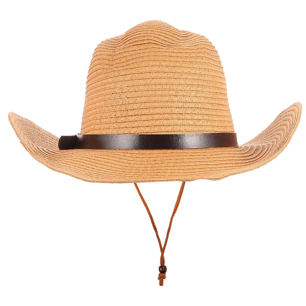 Herren Breiter Rand Stroh-Sonnenhut Khaki Schlapp faltbar Leicht atmungsaktiv Strand Wandern Garten Rennsporttag Mütze Breiter Rand Hut