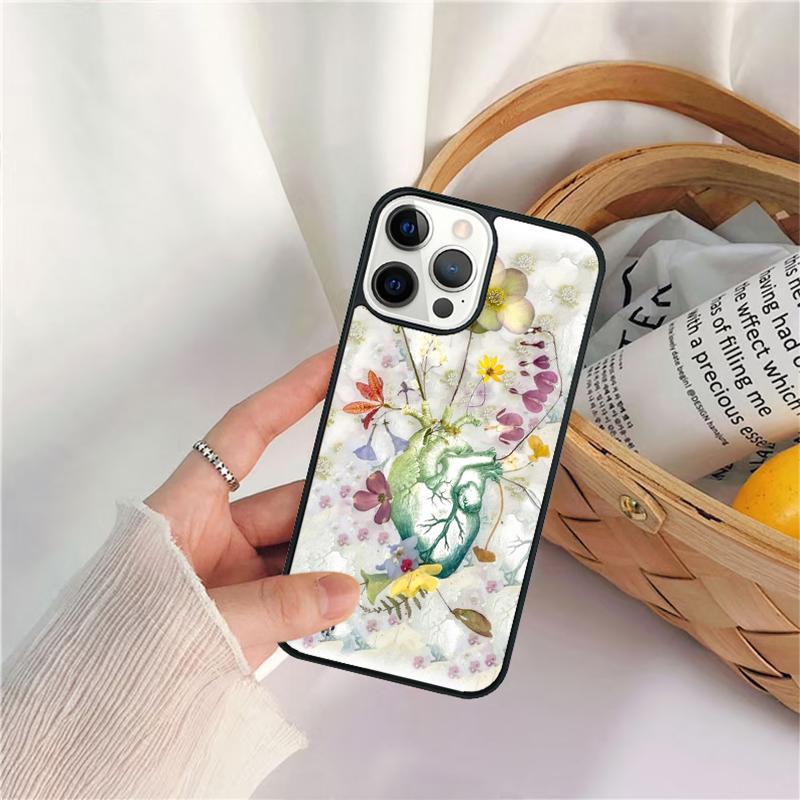 Vintage Anatomy Heart Cardiac Brain Nurse Phone Case For iPhone 17 Air 16 15 14 11 12 13 Pro MAX Plus Coque Cover