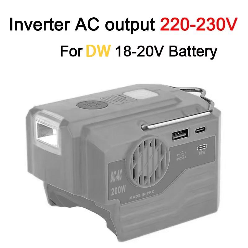 200W Tragbarer Wechselrichter für Dewalt für Makita/Bosch/Milwaukee/ Ryobi 18V Akku Modifizierte Sinuswelle Netzteil mit USB