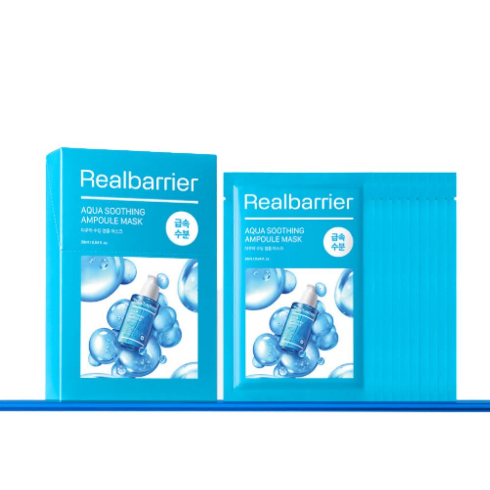 Real Barrier Aqua Soothing Ampoule Mask 10 Sheets - Instant Cooling & Deep 10-Layer Hyaluronic Hydration
