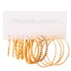 XP17 Women's Retro Geometric Butterfly Pearl Hoop Earrings Set