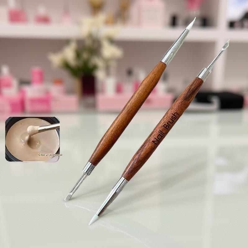 Multifunctional Mixing Pen Wood Double Headed Nail Art Brush Carving Flower Painting Pen DIY Manicure Tool